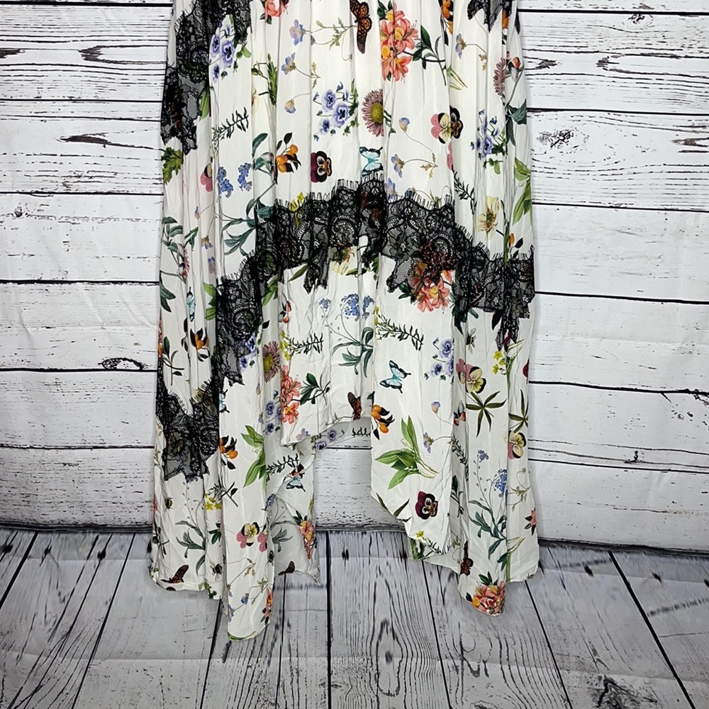 Joie NWT Size 12 Butterfly Bee w/ Floral Lace Pearl Strap Asymmetrical Hem Dress - Picture 4 of 8